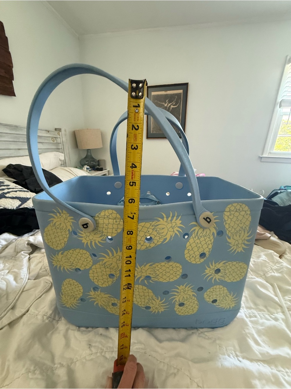 Bogg Bag Large Original Tote Blue Pineapple Print Beach Pool Travel Bag - Picture 2 of 4